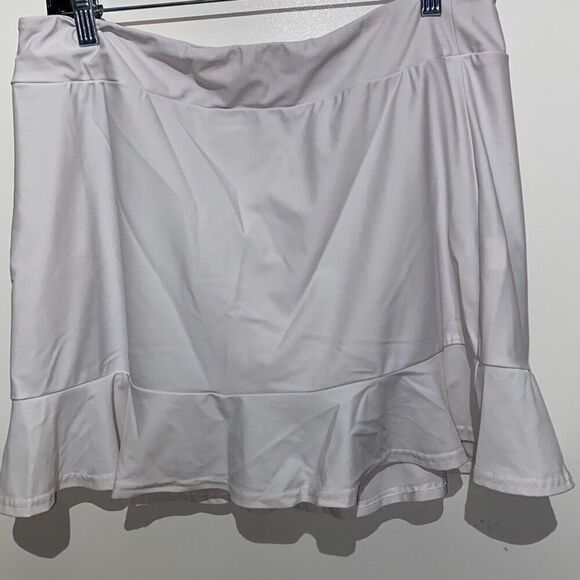 Aryeh Women's White Ruffle Elastic Waistband Mini Skort Skirt Size Large - Picture 1 of 8